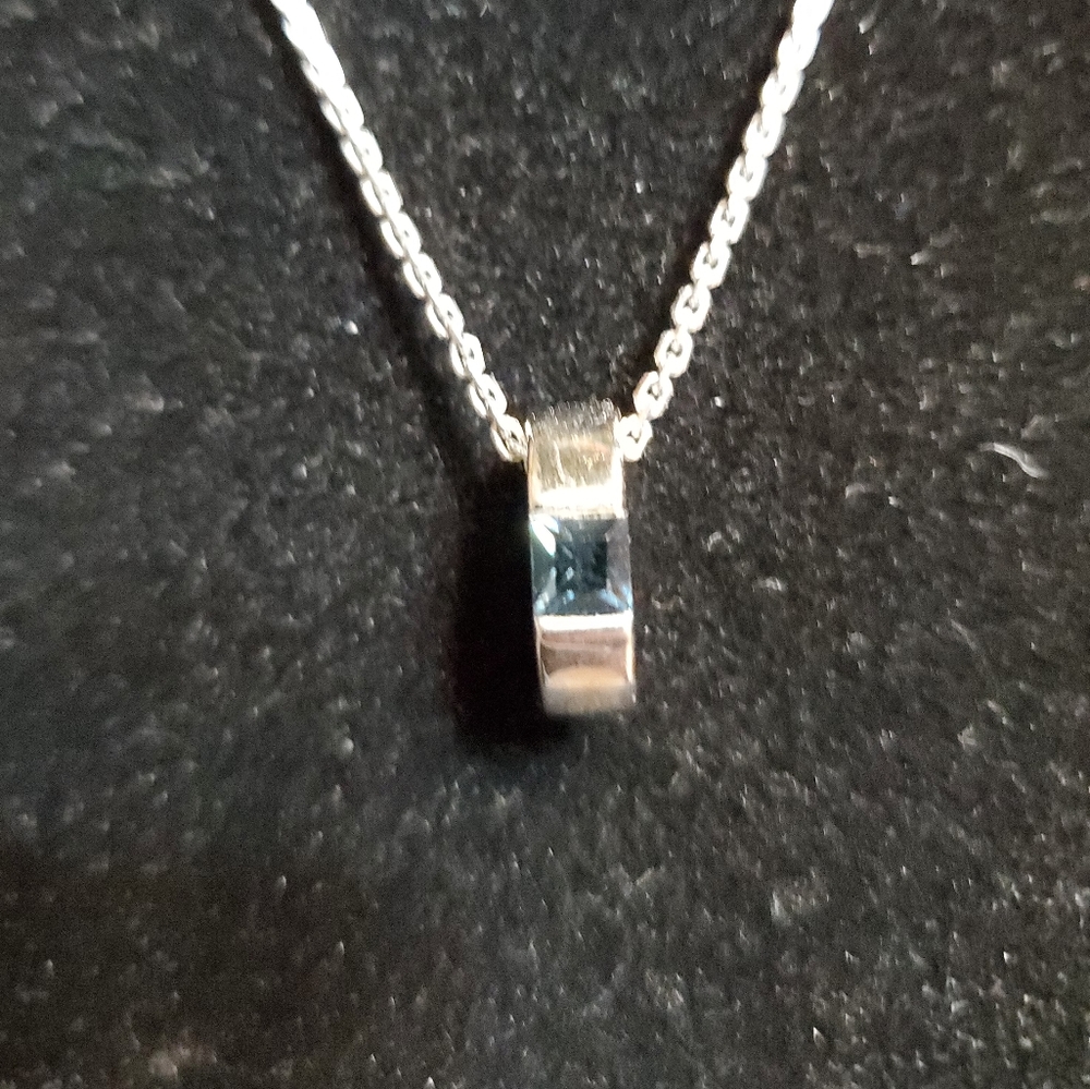 GENUINE SWAROVSKI SIGNED .925 AQUAMARINE crystal Pemdant Necklace - Picture 5 of 9